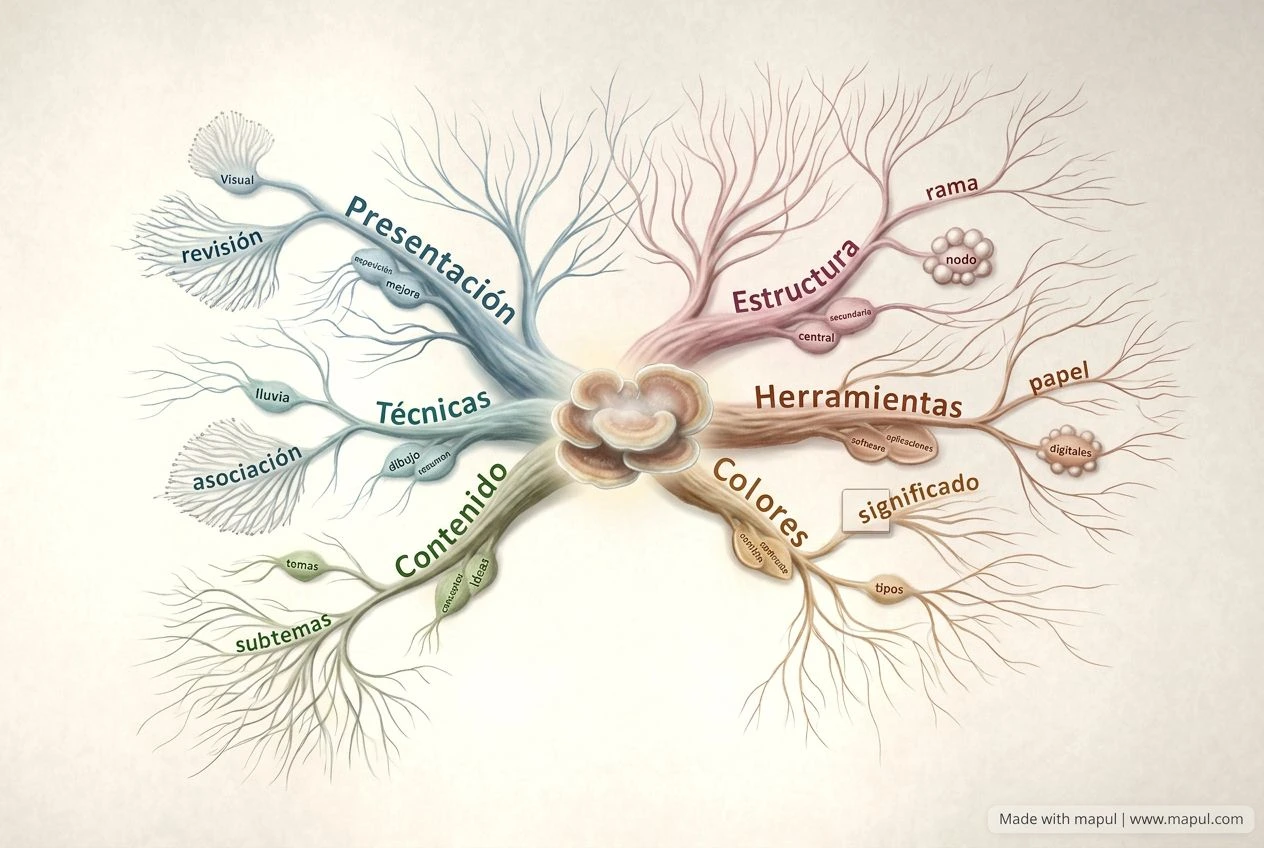 AI-exported mind map about Cómo hacer un mapa mental