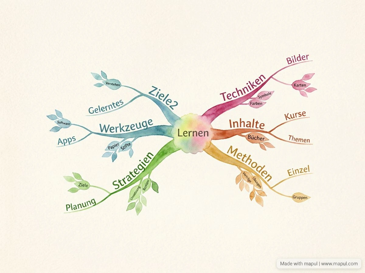 AI-exported mind map about Mindmap Beispiel Lernen