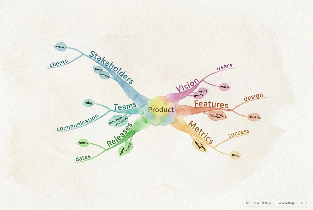 AI-exported mind map about Product Roadmap