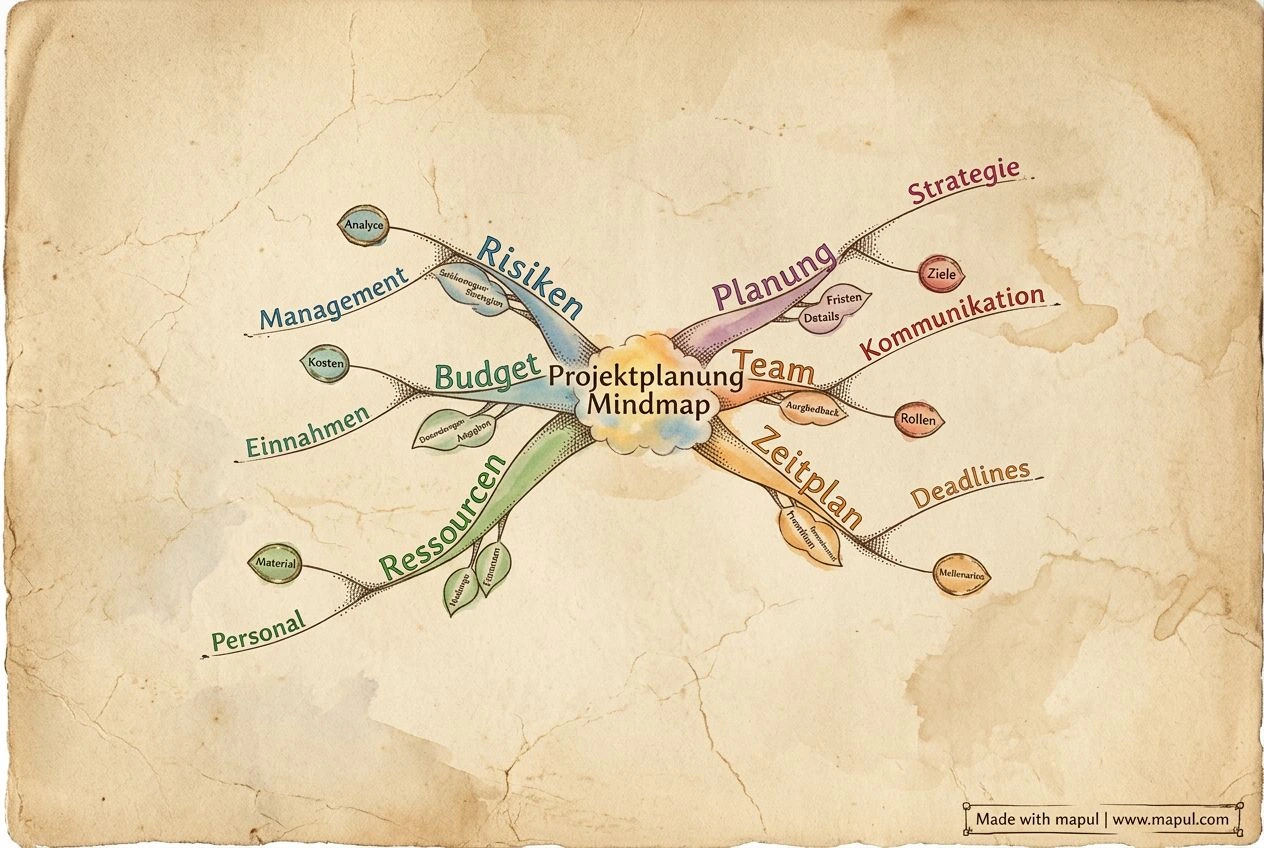 AI-exported mind map about Projektplanung Mindmap