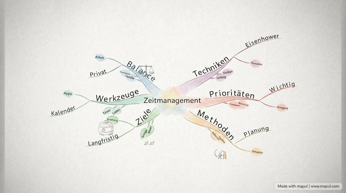 AI-exported mind map about Zeitmanagement